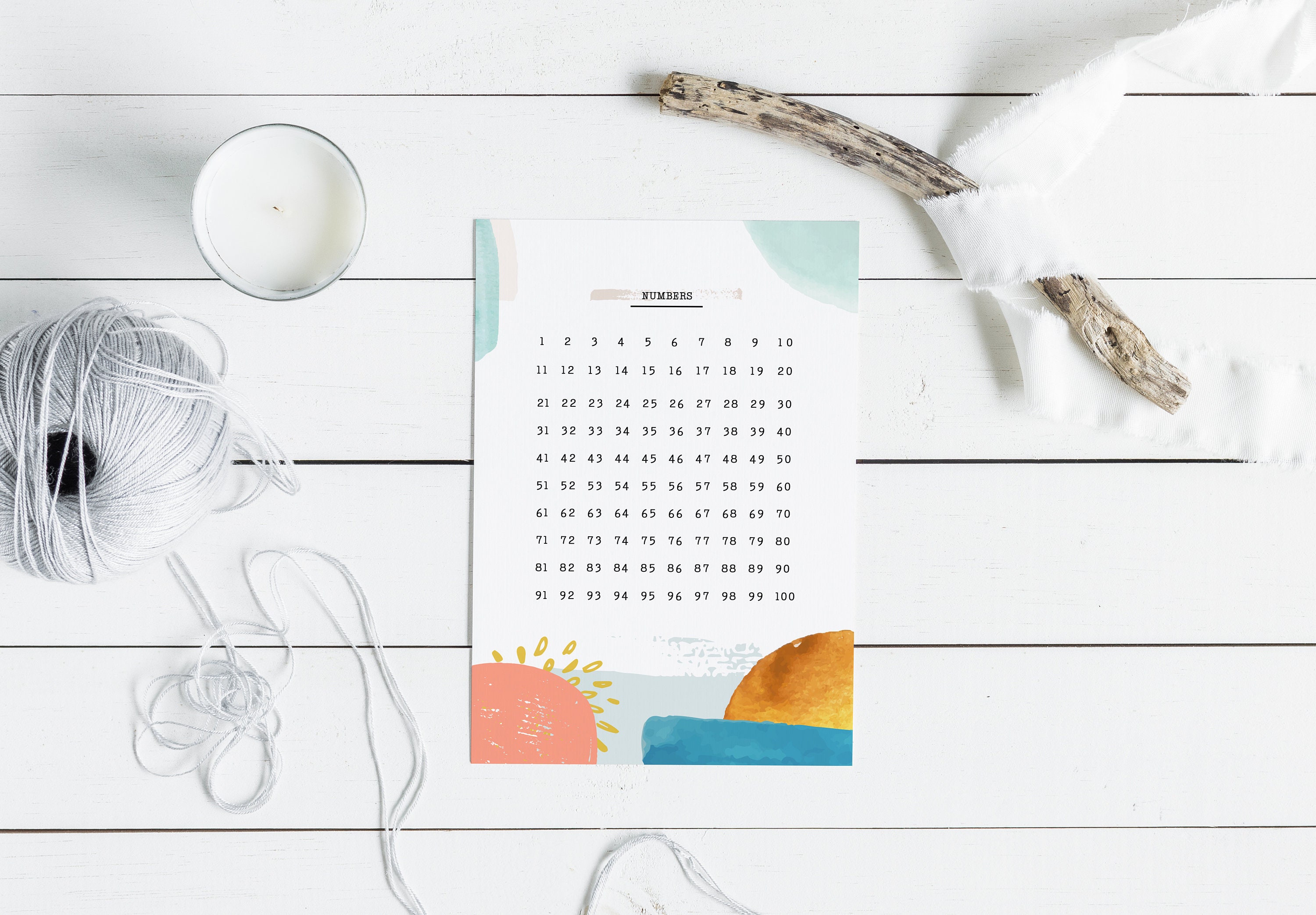 Number Chart Digital Download Instant Printable Artwork Number Chart 1 ...