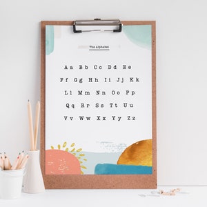 Alphabet digital download; instant printable artwork; uppercase and lowercase alphabet letters