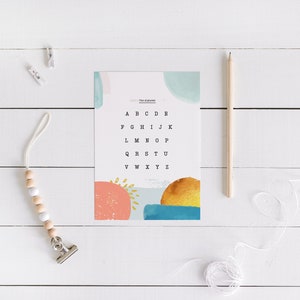 Alphabet Digital Download, instant printable alphabet Nursery Wall Hanging, Homeschool Schoolroom Classroom Decor, Kid&#39;s Room Decor, Learn