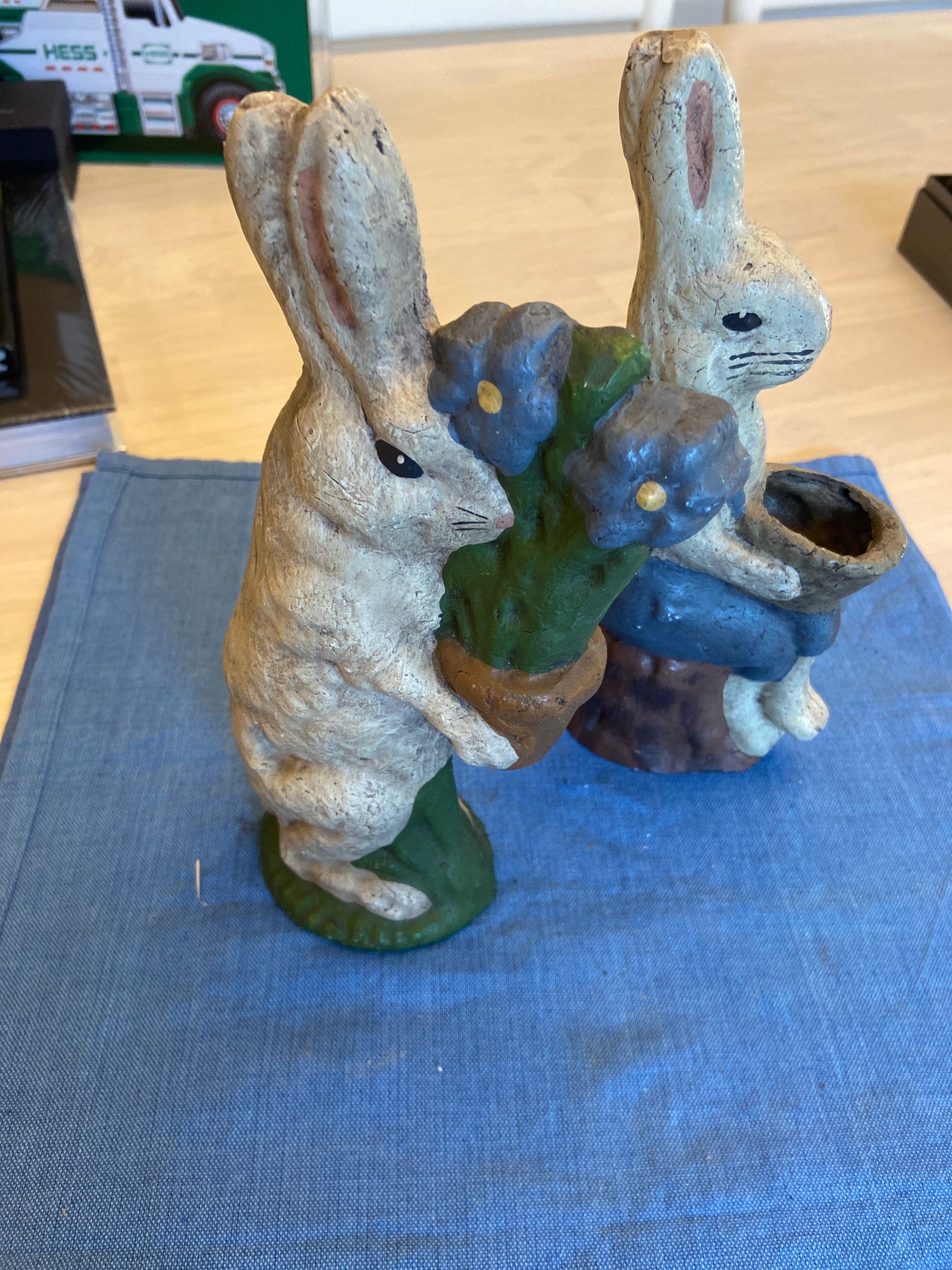 Pair vintage paper mache rabbits artist signed 1988 Easter Etsy