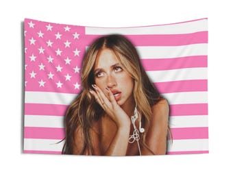 Tate McRae Pink American Flag Tapestry Gift for Tatertots