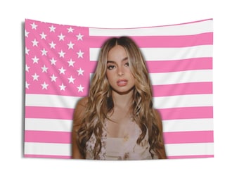 Addison Rae Pink American Flag Tapestry - Aesthetic Wall Decor, Influencer Room Decor, Trendy TikTok Gift, Celebrity Fan Merch