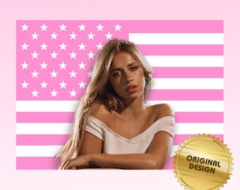 TATE MCRAE Pink American Flag Wall Decor Tapestry - Gift for Tate McRae fans, College gift, Dorm Decor, Wall Tapestry