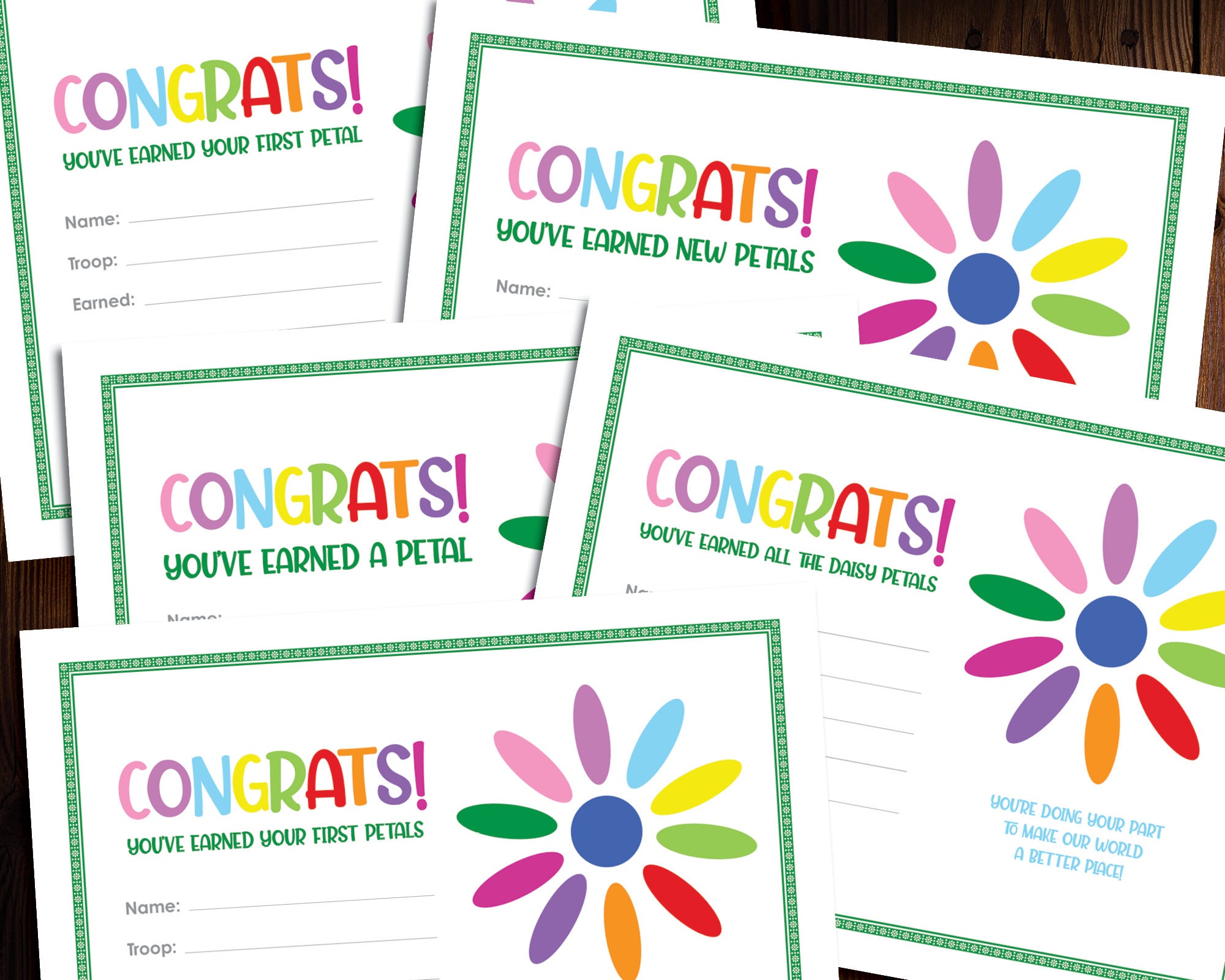 Daisy Girl Scout Petal Certificate Bundle - Printable - Etsy