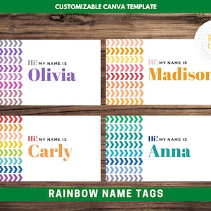 Girl Scout Rainbow Name Tags - Canva Template