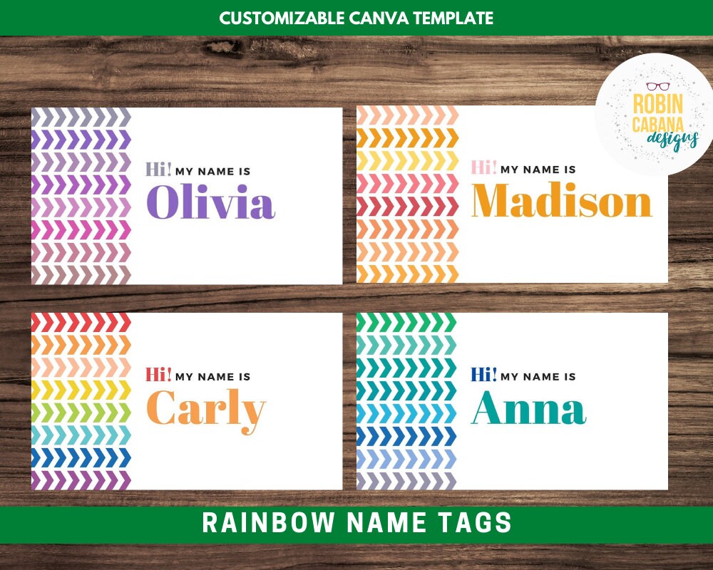 Girl Scout Rainbow Name Tags Canva Template Etsy