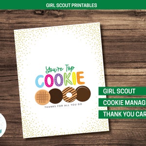 Cartão de agradecimento do Girl Scout Cookie Manager para impressão