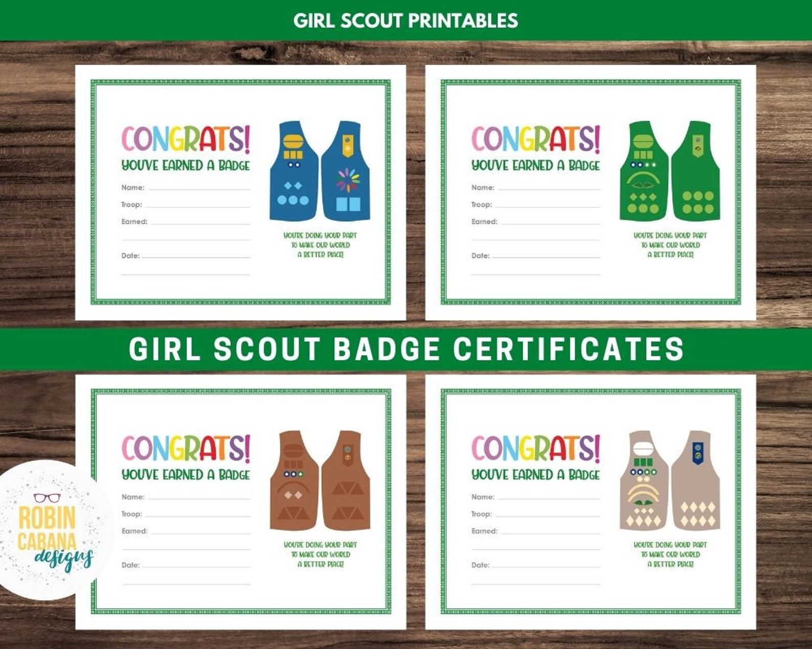 Girl Scout Badge Certificates Printable - Etsy