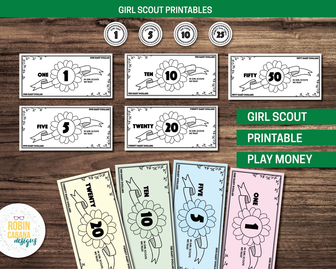 Girl Scout Daisy Dollars Printable Play Money - Etsy