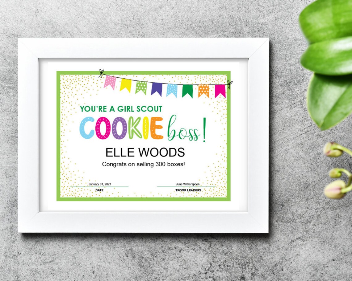 Girl Scout Cookie Sales Certificate Editable PDF | Etsy