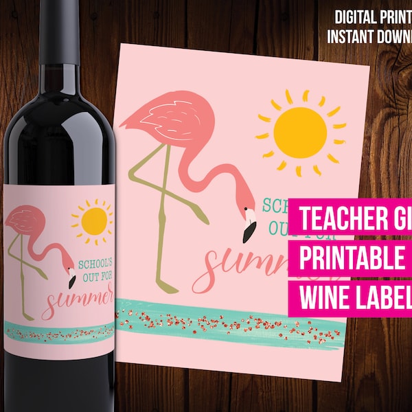 Flamingo Wine Label - Etsy