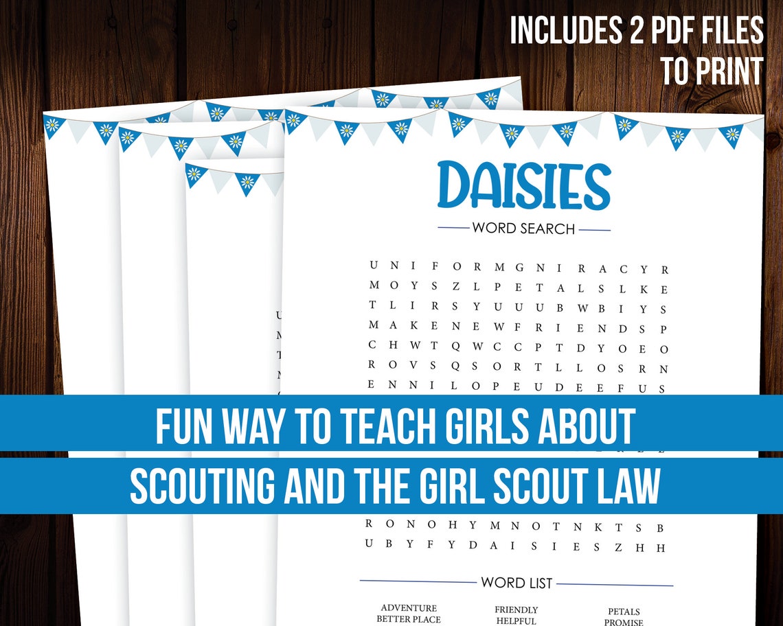 Daisy Girl Scout Word Search Puzzle Printable Etsy
