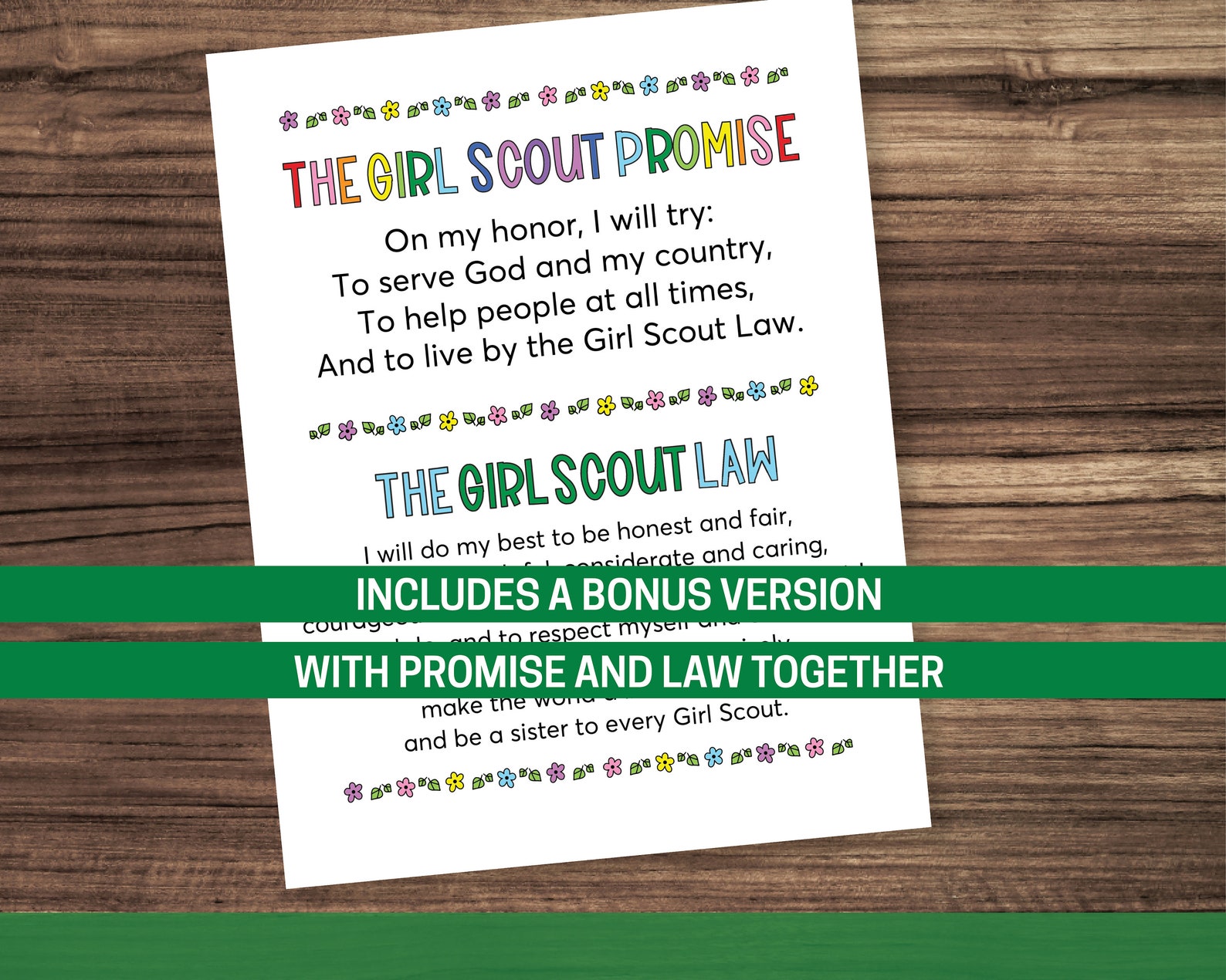 Girl Scout Promise and Law Printables - Etsy