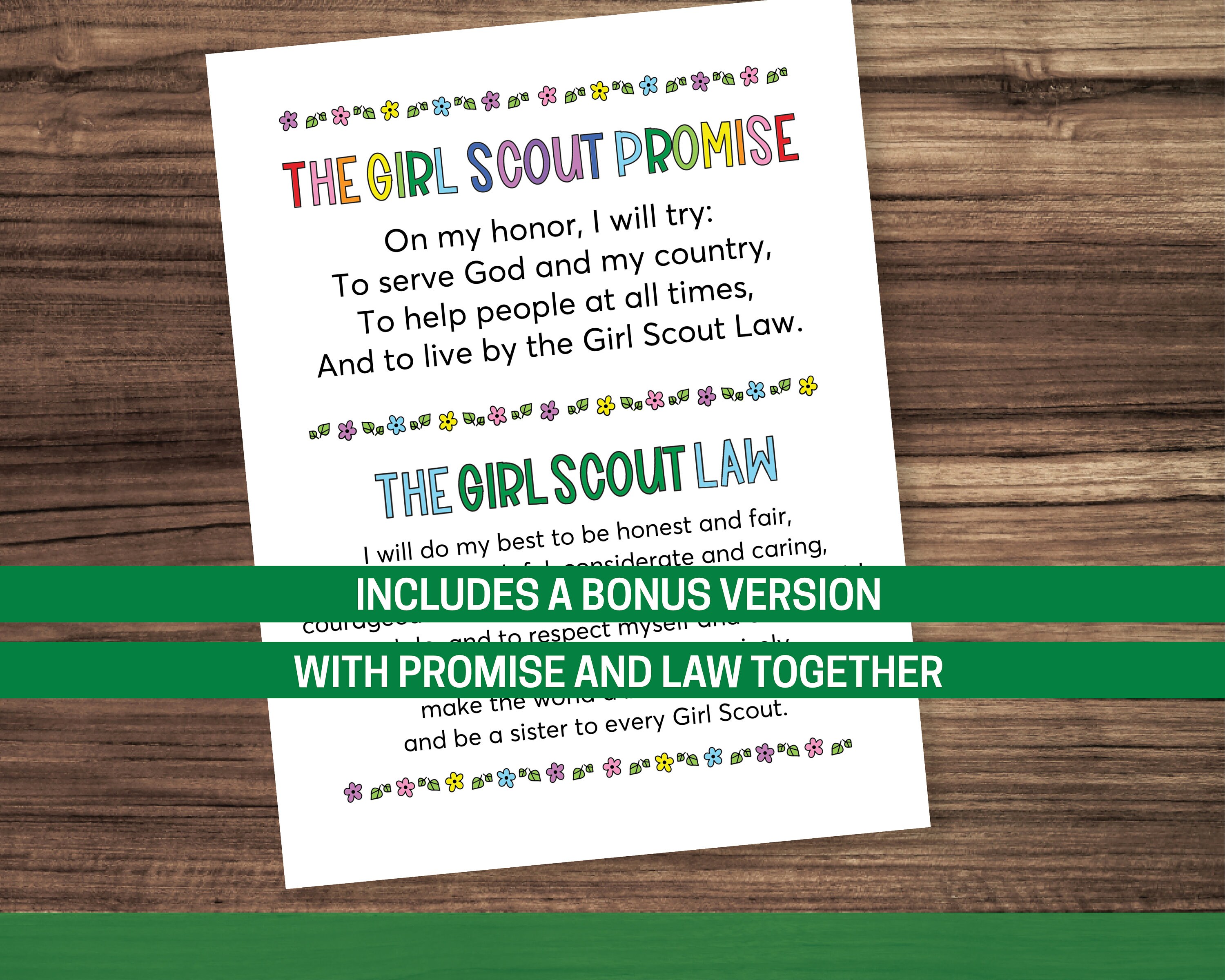 Girl Scout Promise and Law Printables - Etsy