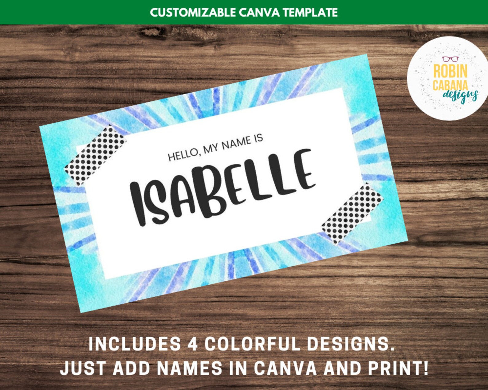 Girl Scout Tie Dye Name Tags - Canva Template - Etsy