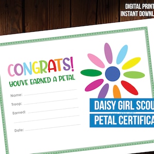 Daisy Girl Scout Petal Certificate Bundle - Printable