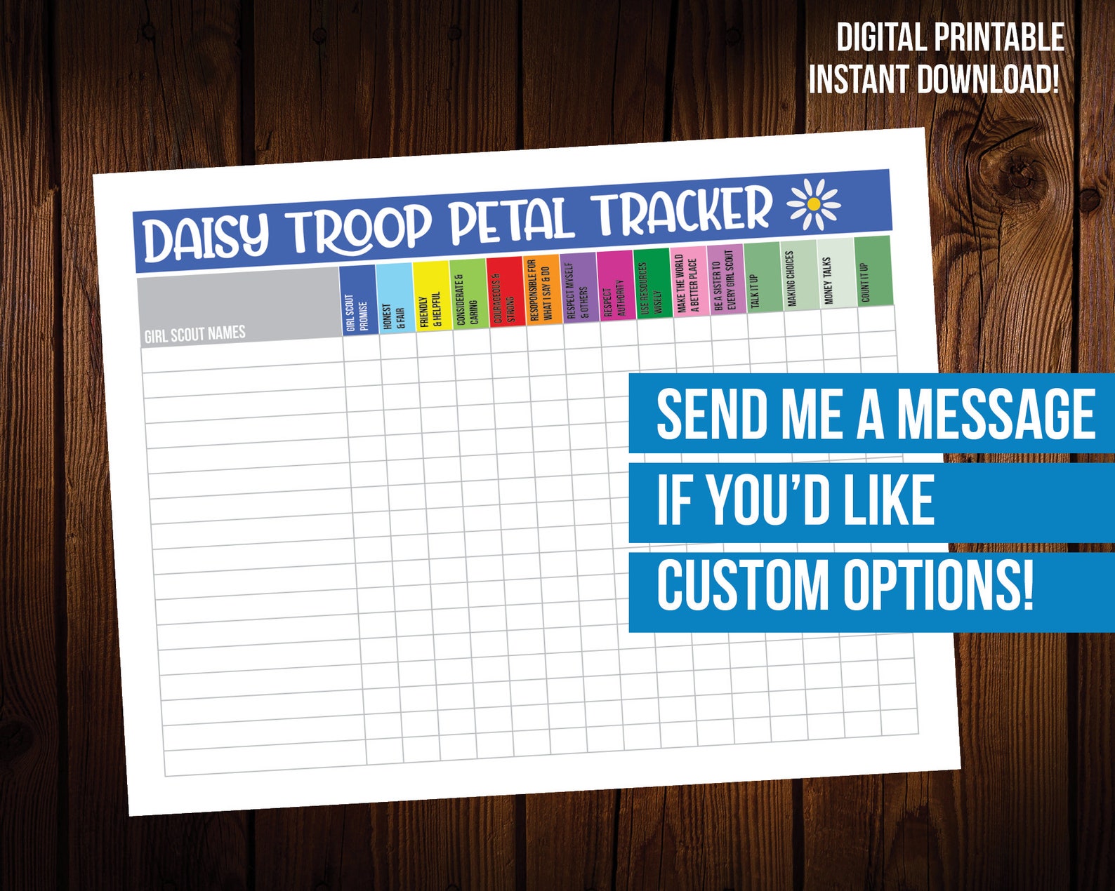 Daisy Girl Scout Petal Tracker Chart for GIrl Scout Leaders Etsy