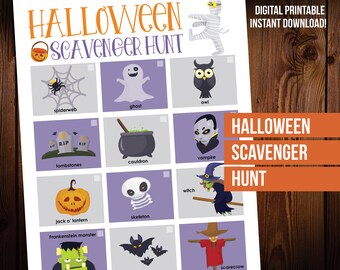 Halloween Schnitzeljagd für Kinder zum Ausdrucken