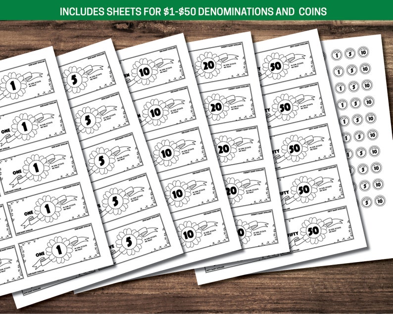 Girl Scout Daisy Dollars Printable Play Money - Etsy