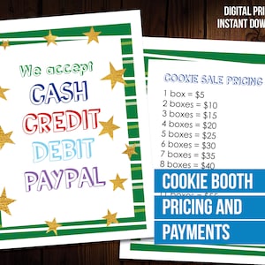 Girl Scout Cookie Booth Pricing & Payment Signs - Printable