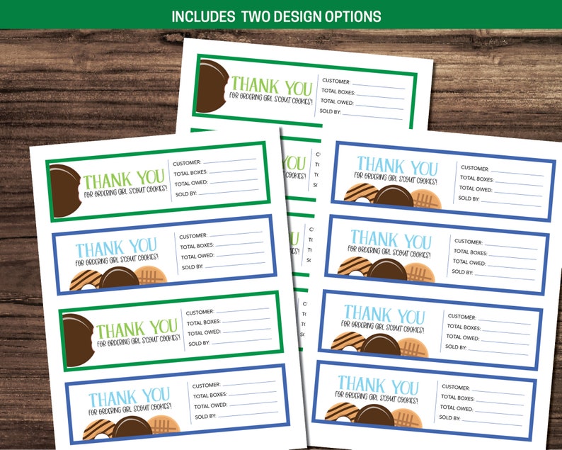 Girl Scout Cookie Sales Printable Receipts | Etsy