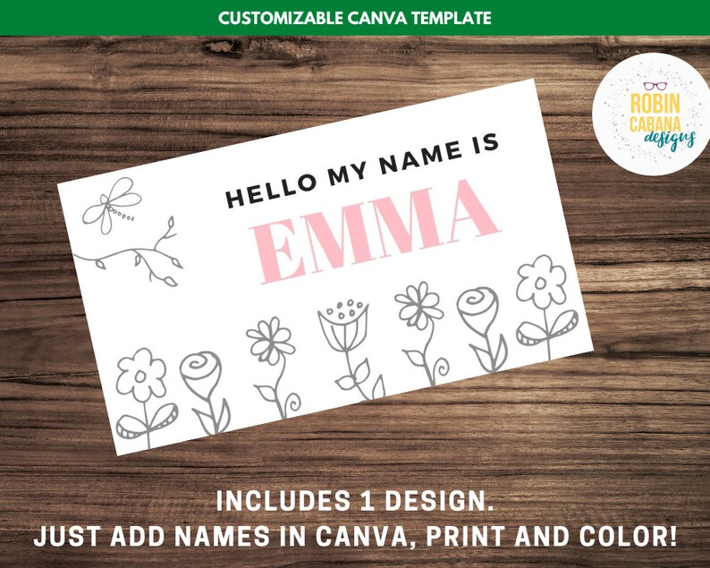 Girl Scout Coloring Name Tags - Canva Template - Etsy