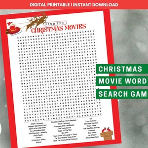 Christmas Movie Word Search Printable Game