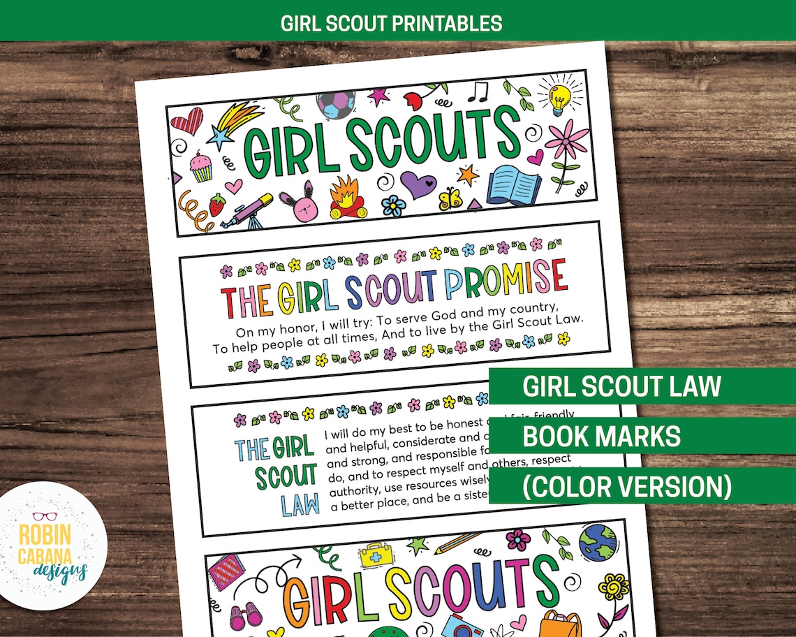 Girl Scout Promise and Law Printable Bookmarks - Etsy
