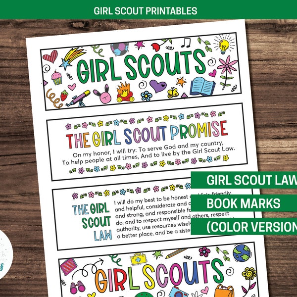 Girl Scout Promise and Law Printable Bookmarks