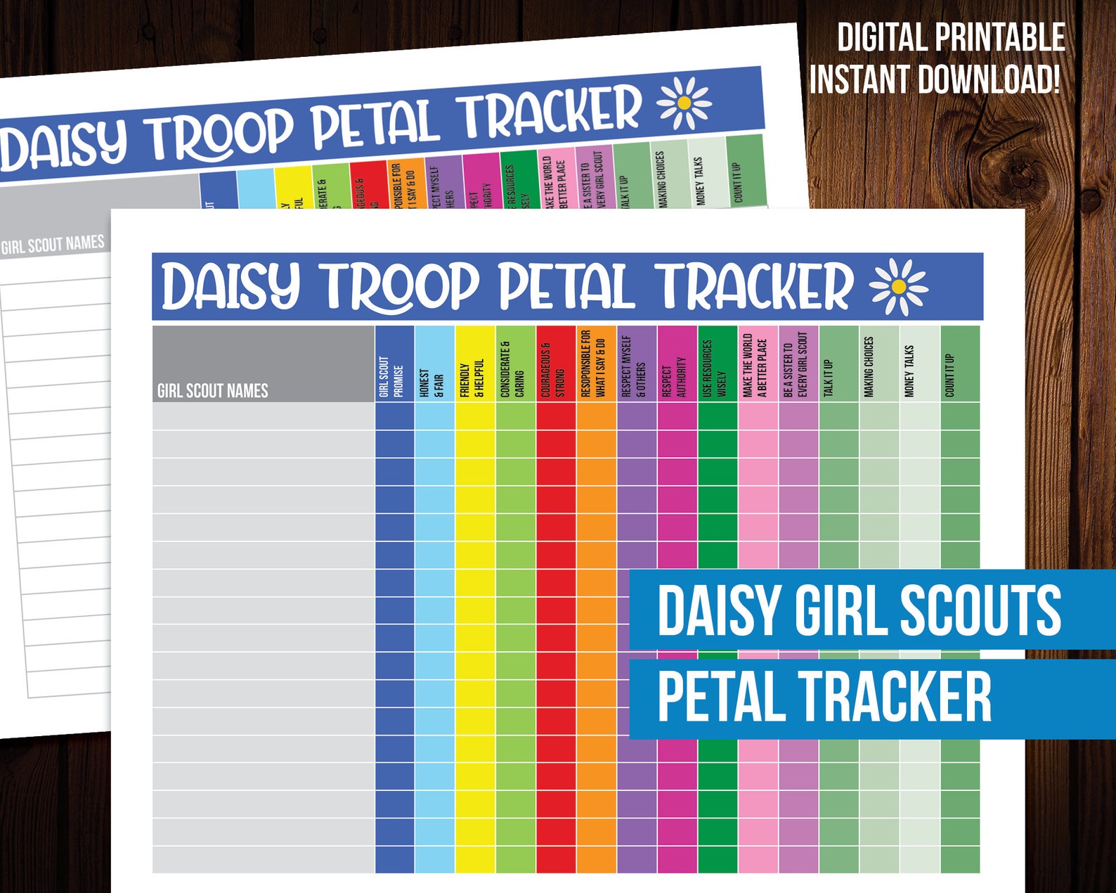 Daisy Girl Scout Petal Tracker Chart for Girl Scout Leaders Etsy