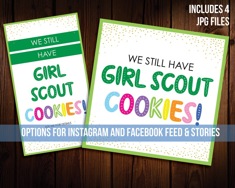 Girl Scout Virtual Cookie Booth Signs for Social Media Etsy