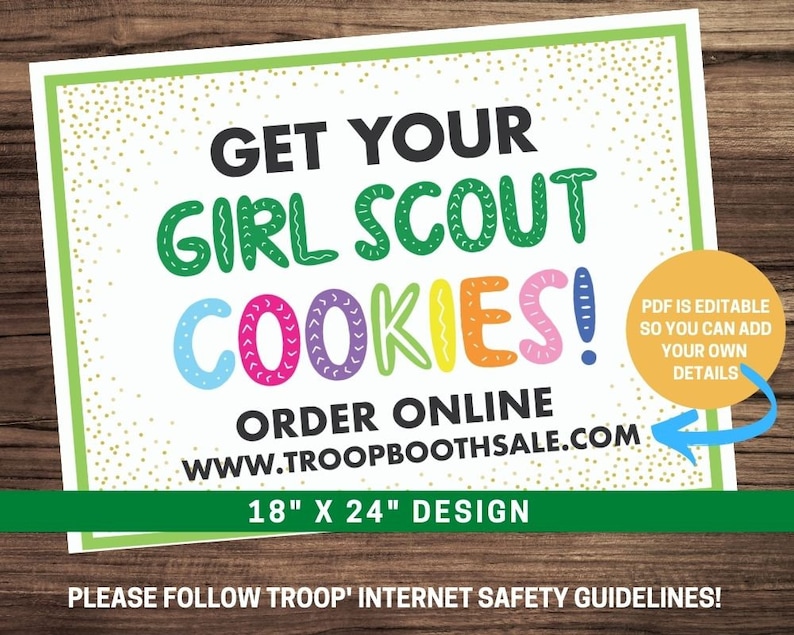 Girl Scout Cookie Lawn Sign - Editable and Printable File - Etsy