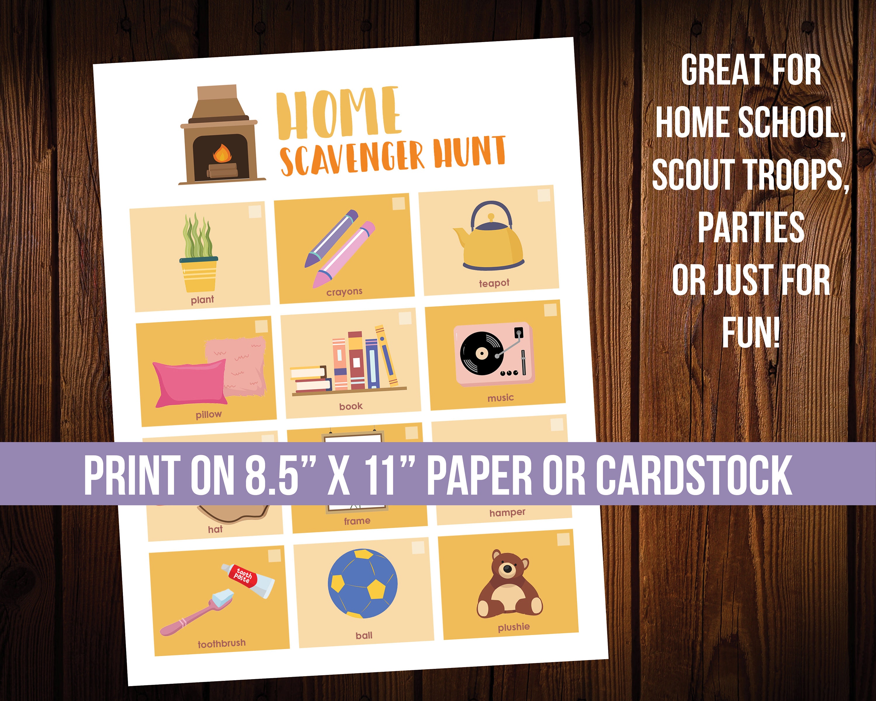 Home Scavenger Hunt for Kids - Printable Game - Etsy