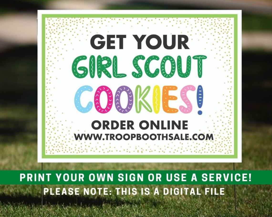 Girl Scout Cookie Lawn Sign Editable and Printable File Etsy