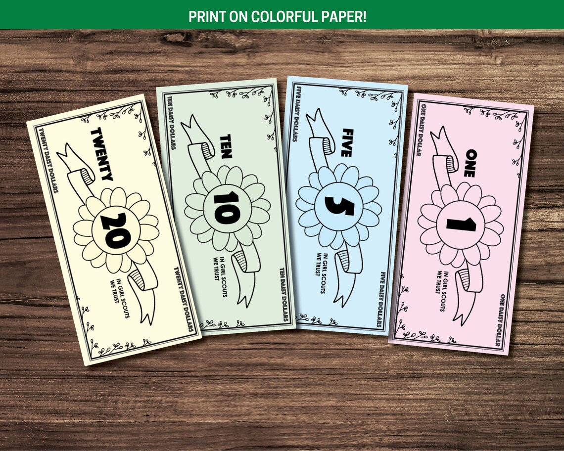 Girl Scout Daisy Dollars Printable Play Money - Etsy
