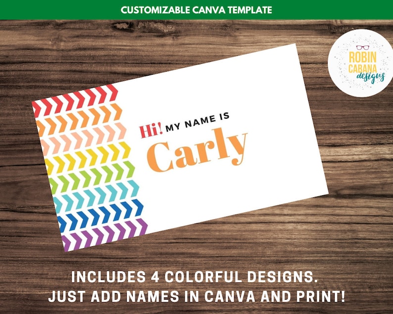 Girl Scout Rainbow Name Tags Canva Template Etsy Singapore