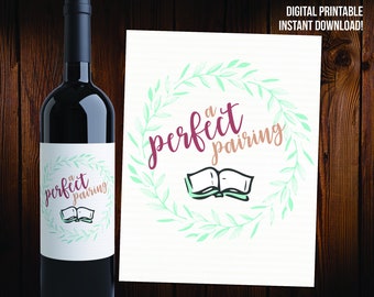 Books and Wine - Perfect Pairing - Printable Wine Label