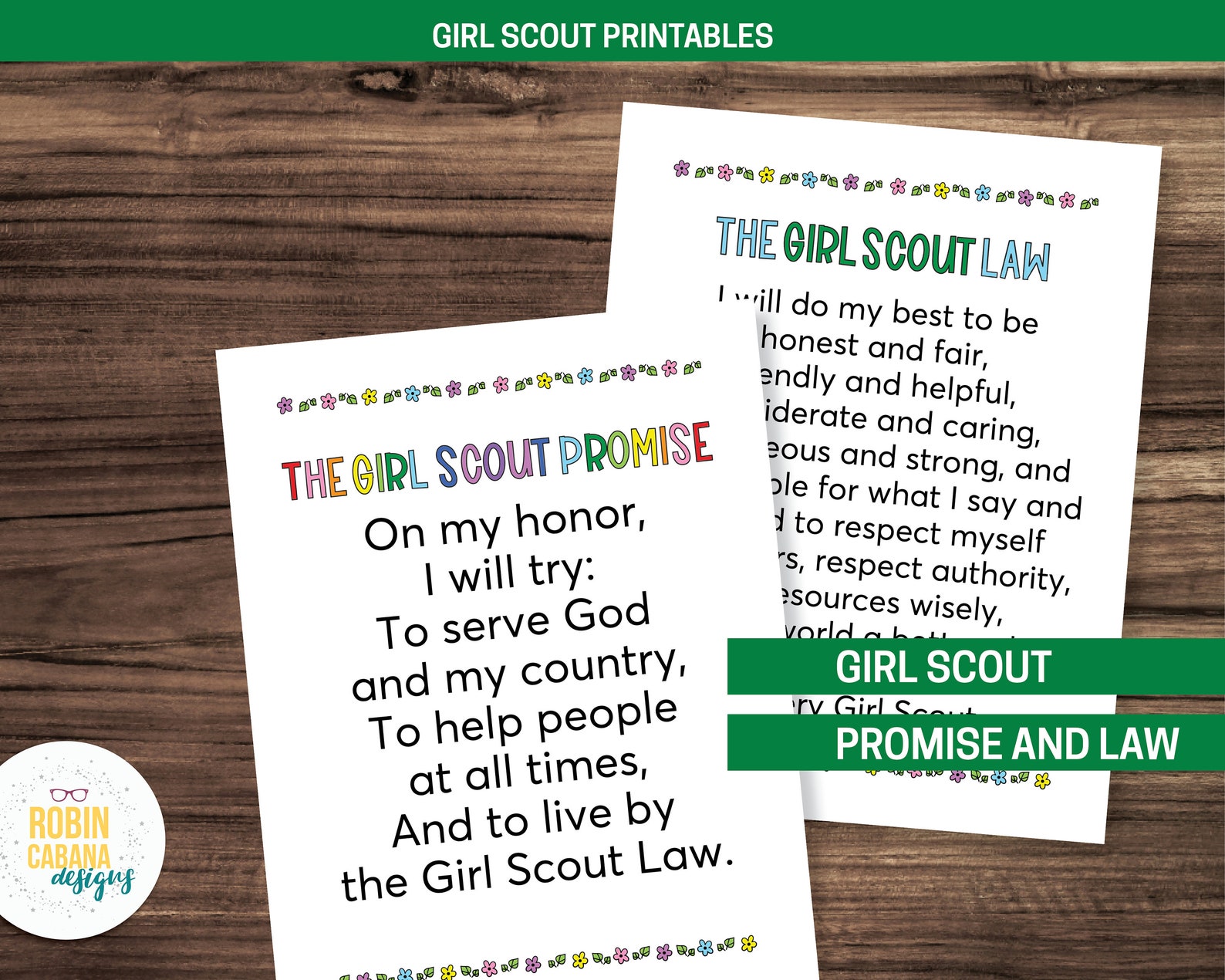 Girl Scout Promise and Law Printables - Etsy