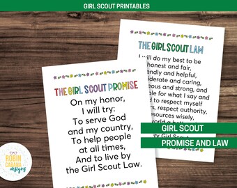 Girl Scout Promise and Law Printable Sign Instant Download - Etsy