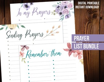 Watercolor Floral Prayer List Daily Planner Notes Digital Download ...