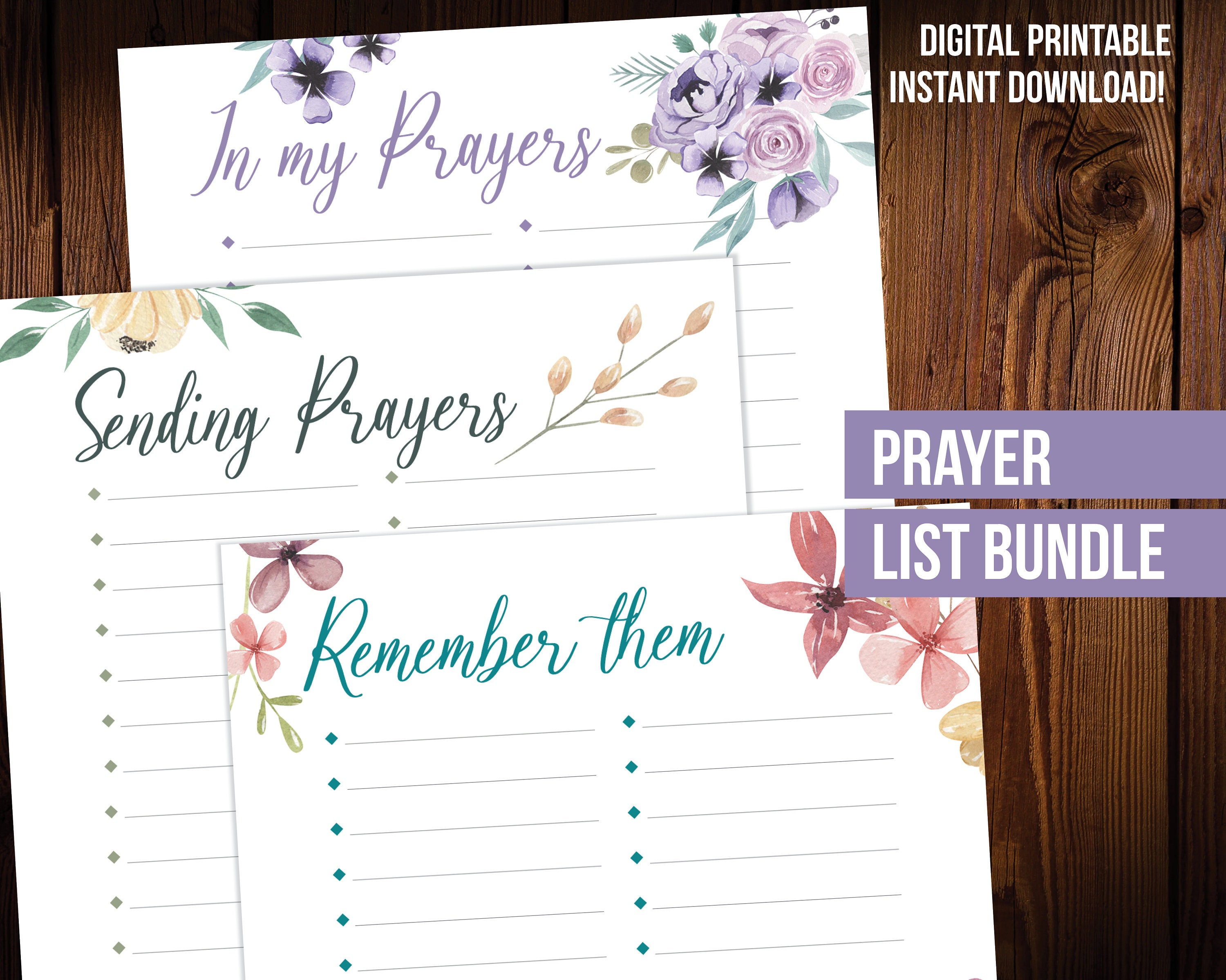 Prayer List Printable Bundle Planner Sheets | Etsy