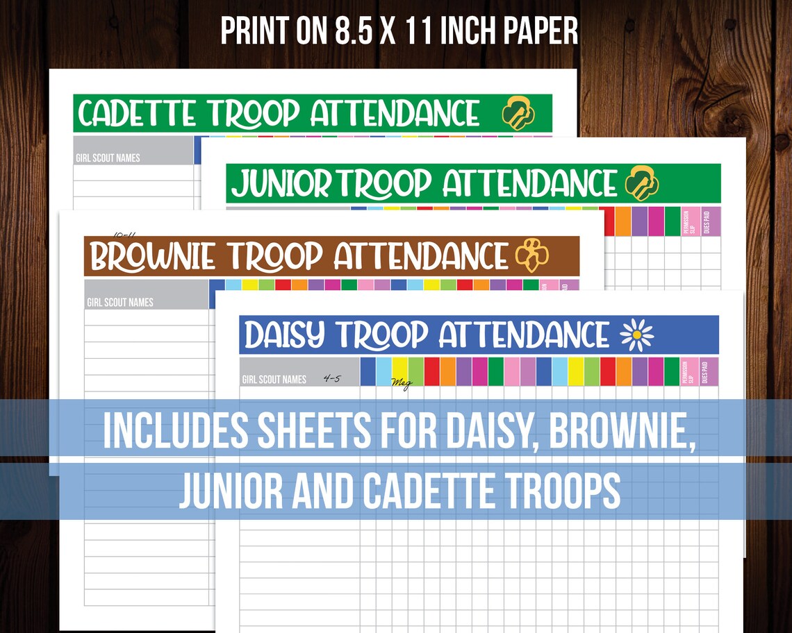 Girl Scout Attendance Sheets Editable Printable - Etsy