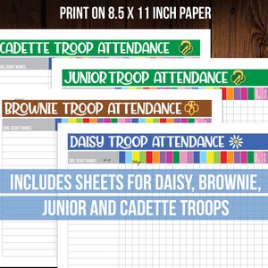 Girl Scout Attendance Sheets Editable Printable image 2