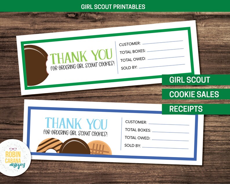 Girl Scout Cookie Sales Printable Receipts | Etsy