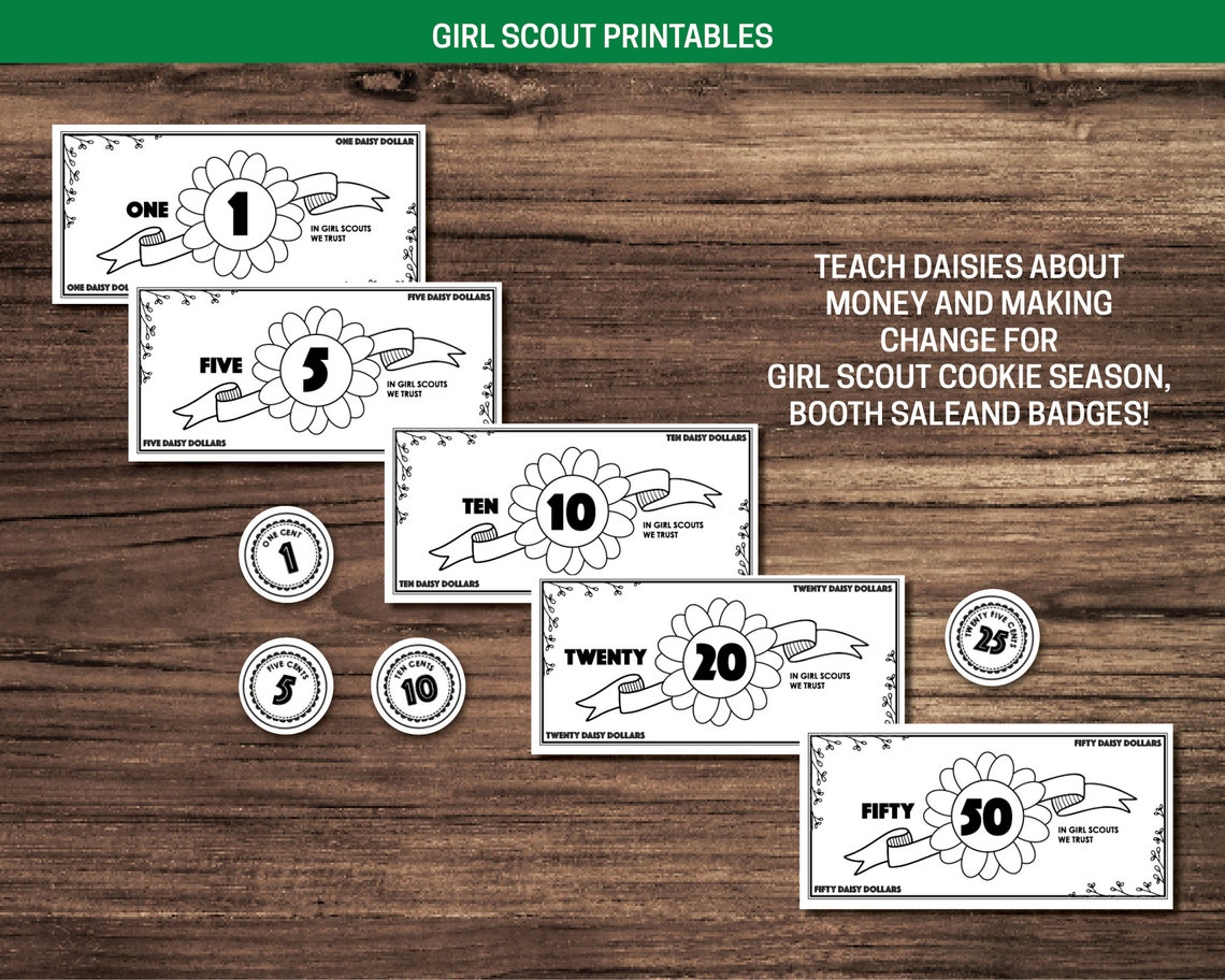 Girl Scout Daisy Dollars Printable Play Money - Etsy