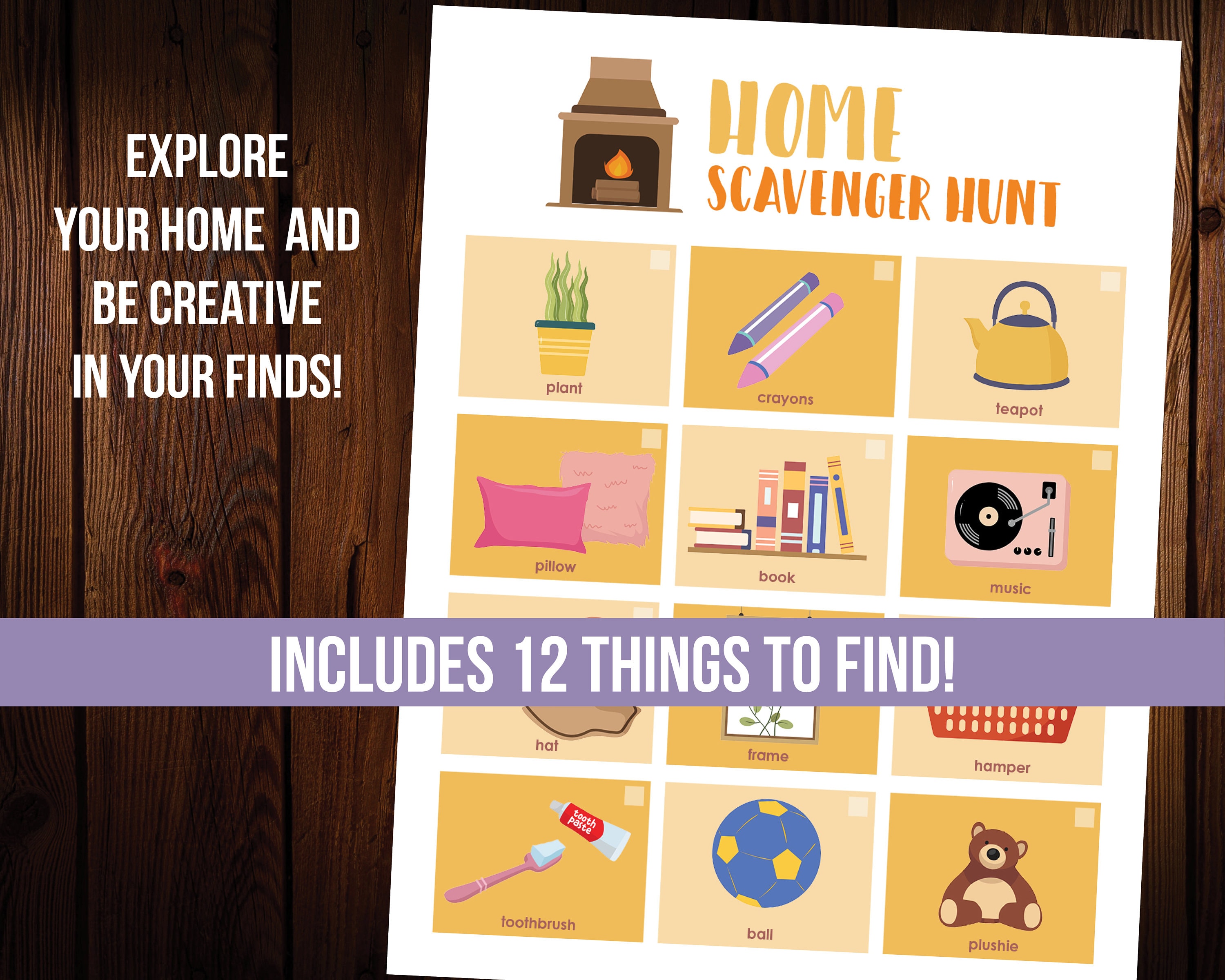 Home Scavenger Hunt for Kids Printable Game - Etsy