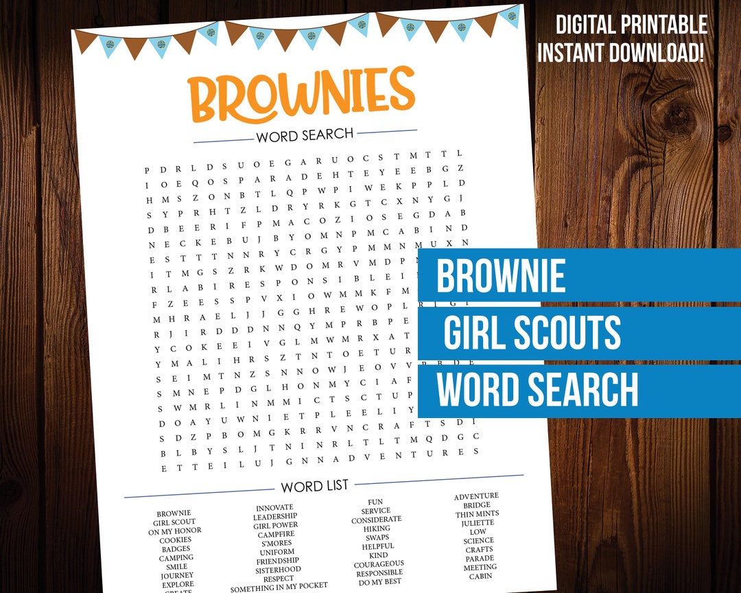 Brownie Girl Scouts Word Search Puzzle Printable - Etsy