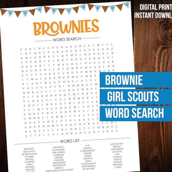 Brownie Girl Scouts Word Search Puzzle Printable