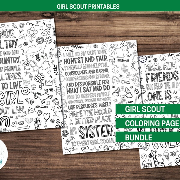 Girl Scout Coloring Page Bundle