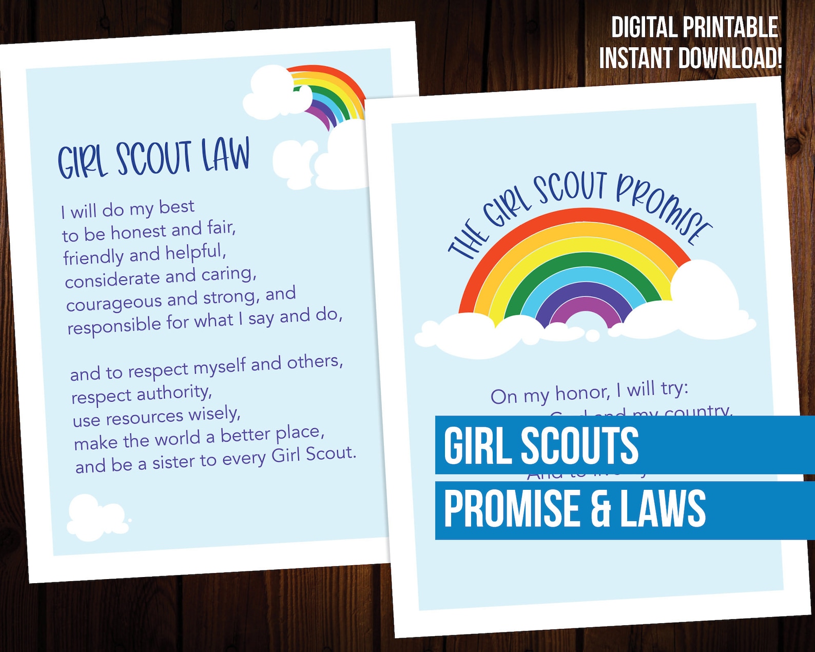 Girl Scout Promise and Law Printable - Etsy